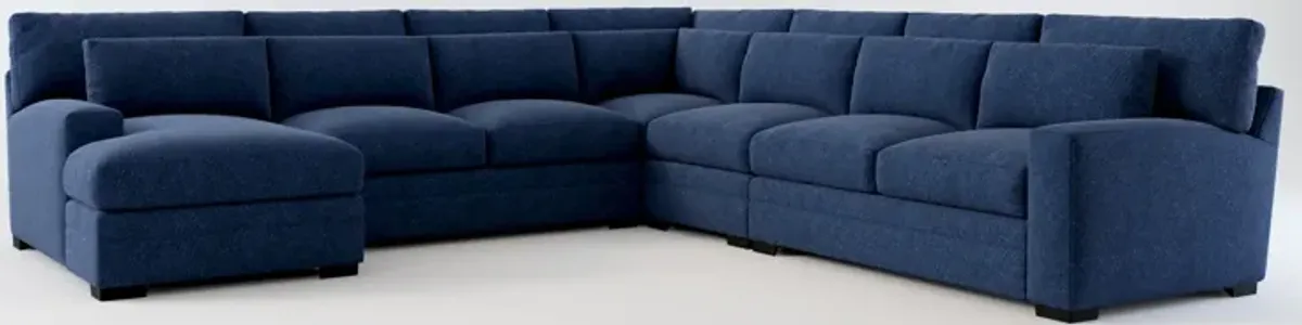 Winston Foam Comfort 5-Piece Sectional with Left-Facing Chaise - Oslo Navy