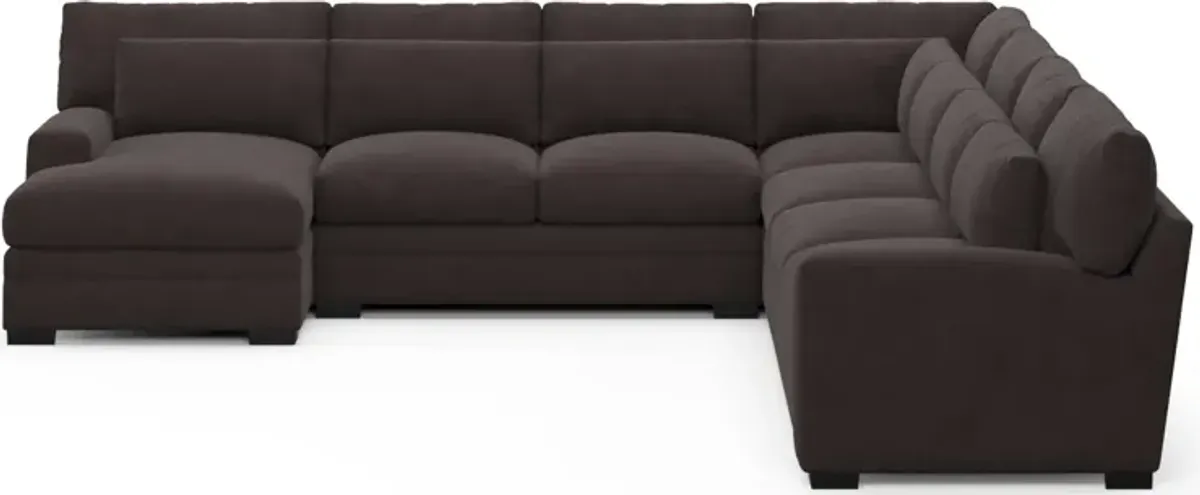 Winston Foam Comfort 5-Piece Sectional with Left-Facing Chaise - Merrimac Dark Brown