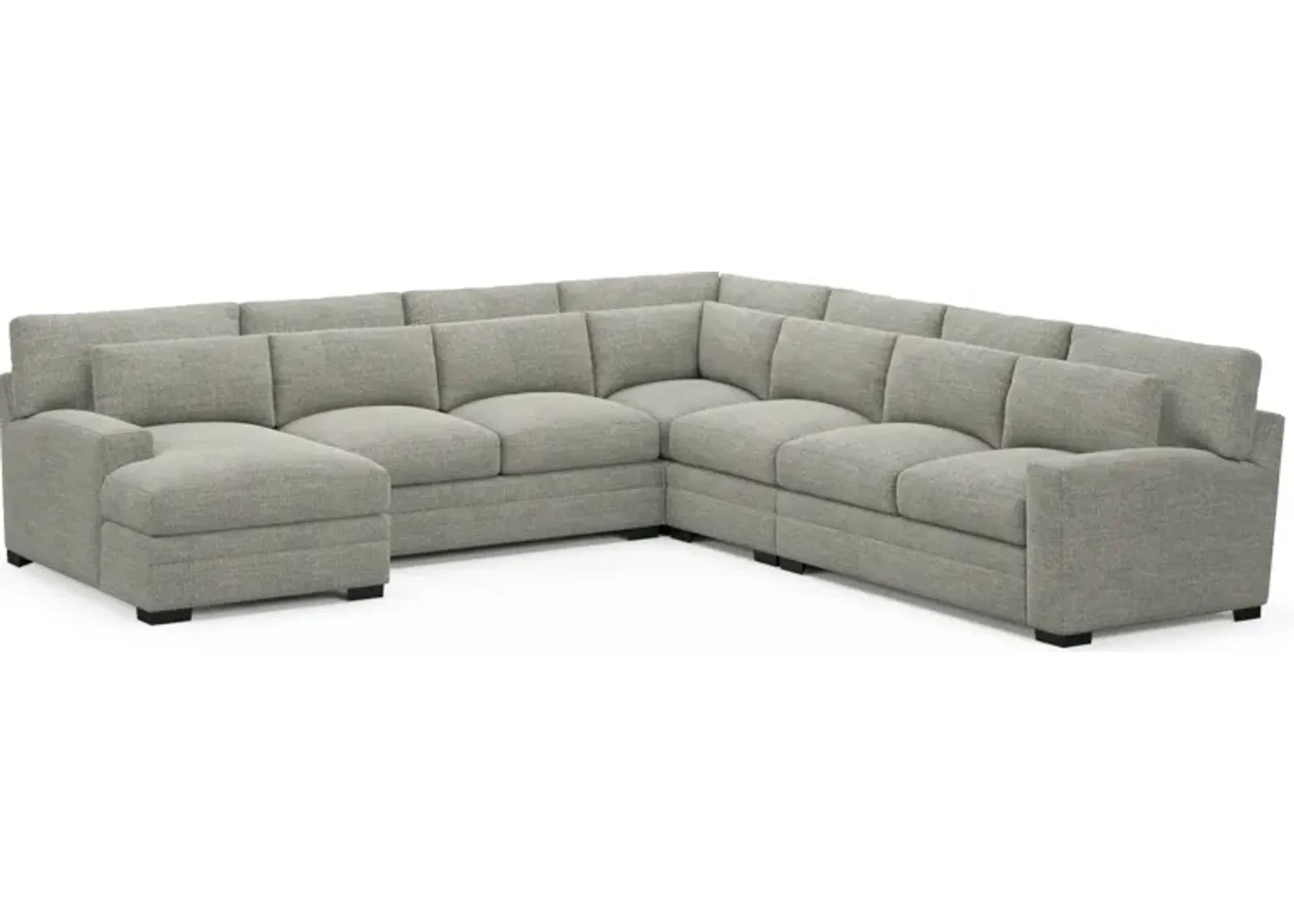 Winston Foam Comfort 5-Piece Sectional with Left-Facing Chaise - Pandora Pepper