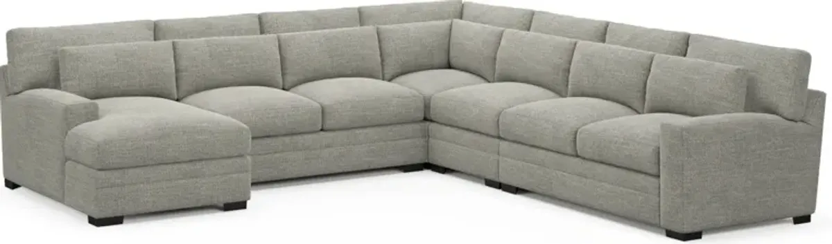 Winston Foam Comfort 5-Piece Sectional with Left-Facing Chaise - Pandora Pepper