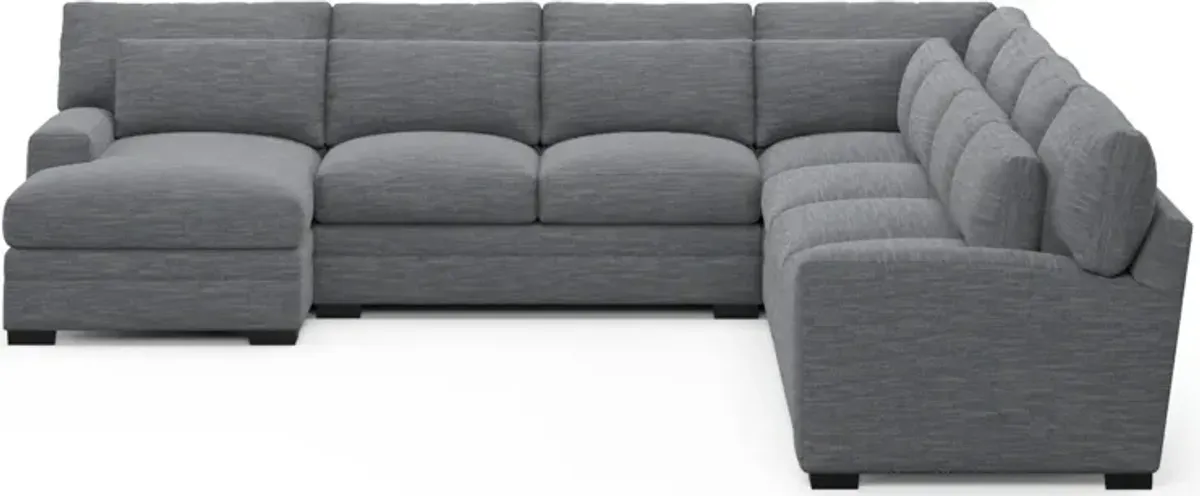 Winston Foam Comfort 5-Piece Sectional with Left-Facing Chaise - Dudley Indigo