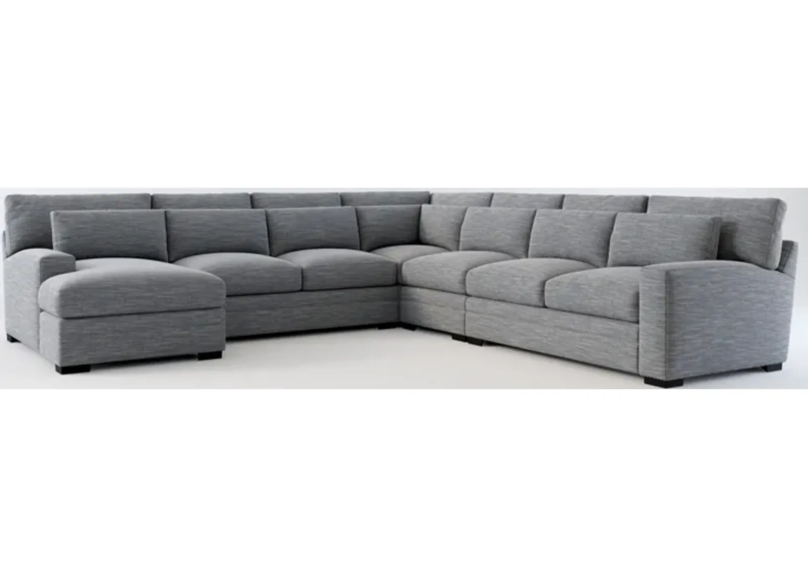 Winston Foam Comfort 5-Piece Sectional with Left-Facing Chaise - Dudley Indigo