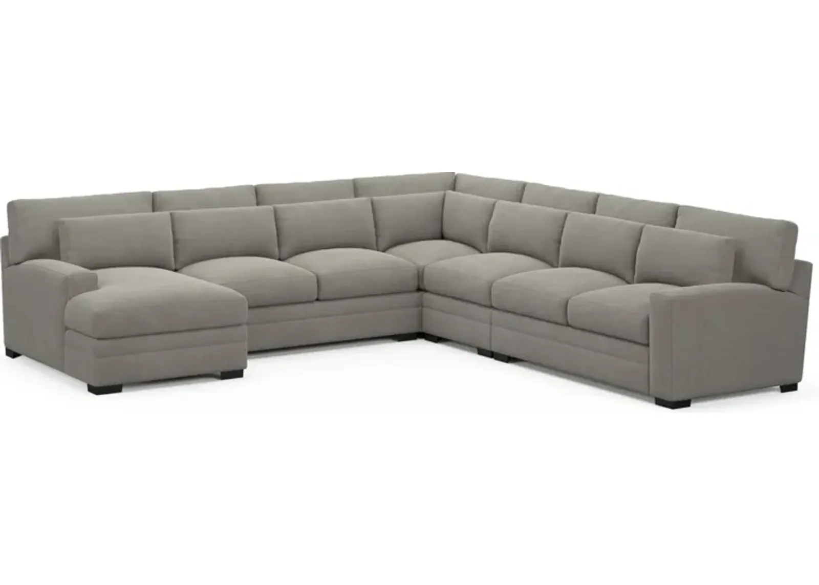 Winston Foam Comfort 5-Piece Sectional with Left-Facing Chaise - Abington Fog