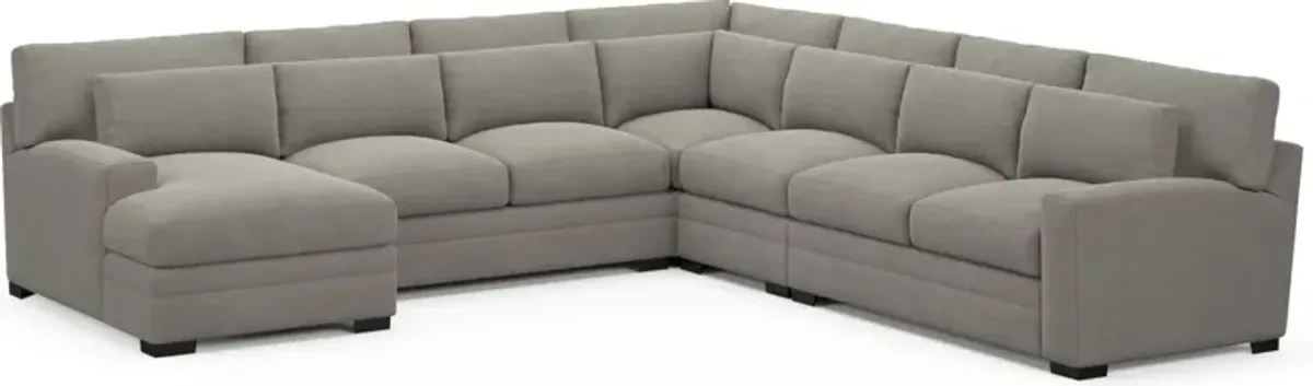 Winston Foam Comfort 5-Piece Sectional with Left-Facing Chaise - Abington Fog