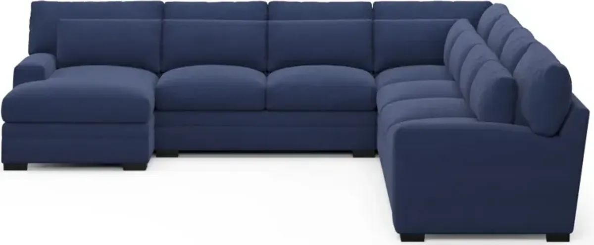 Winston Foam Comfort 5-Piece Sectional with Left-Facing Chaise - Abington Indigo