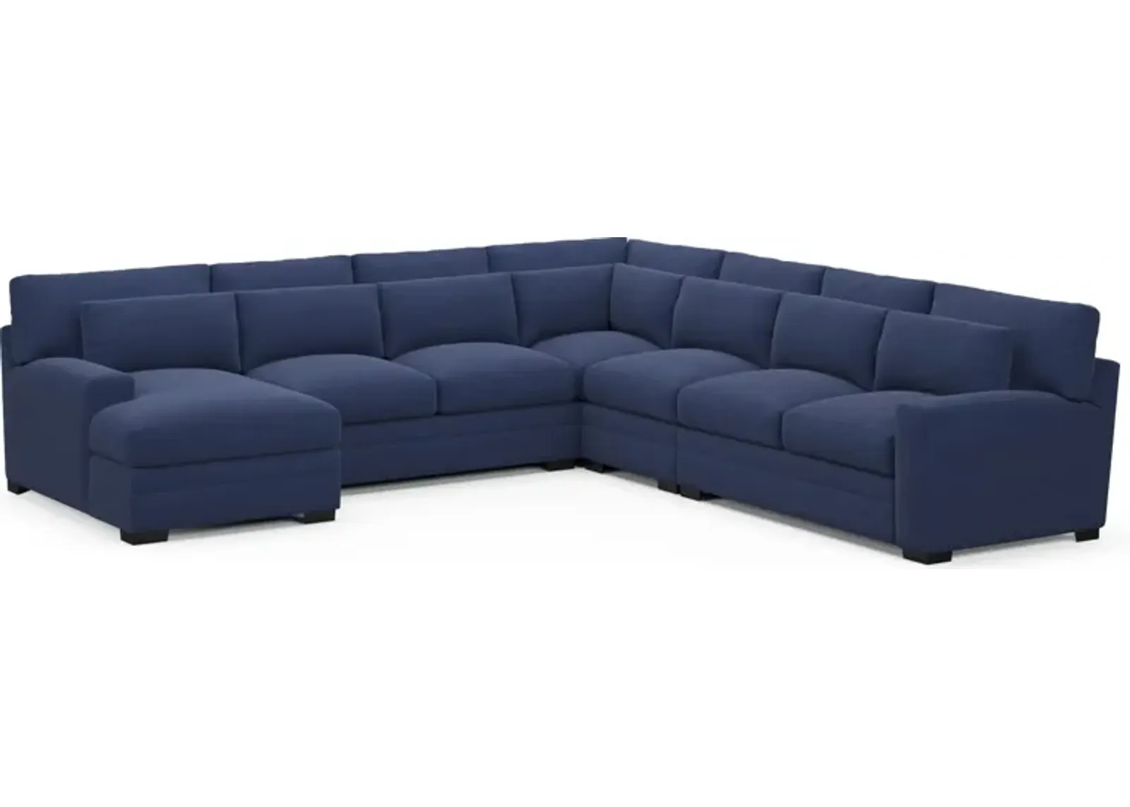 Winston Foam Comfort 5-Piece Sectional with Left-Facing Chaise - Abington Indigo