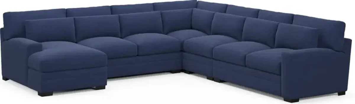 Winston Foam Comfort 5-Piece Sectional with Left-Facing Chaise - Abington Indigo