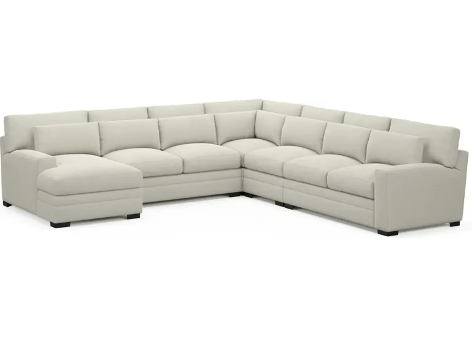 Winston Foam Comfort 5-Piece Sectional with Left-Facing Chaise - Anders Ivory