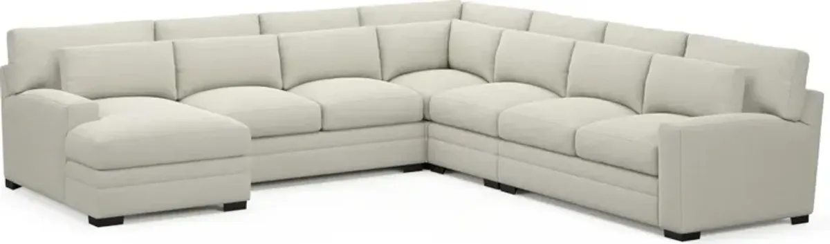 Winston Foam Comfort 5-Piece Sectional with Left-Facing Chaise - Anders Ivory