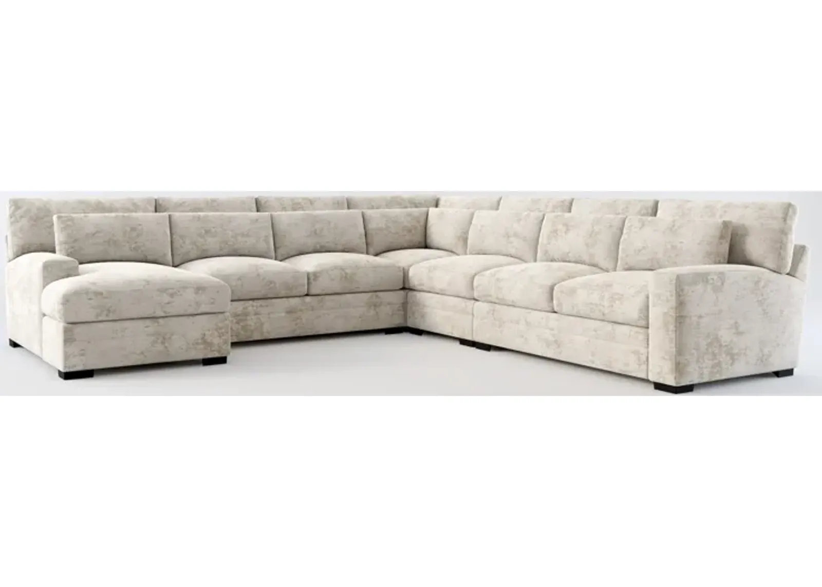 Winston Foam Comfort 5-Piece Sectional with Left-Facing Chaise - Hearth Cement