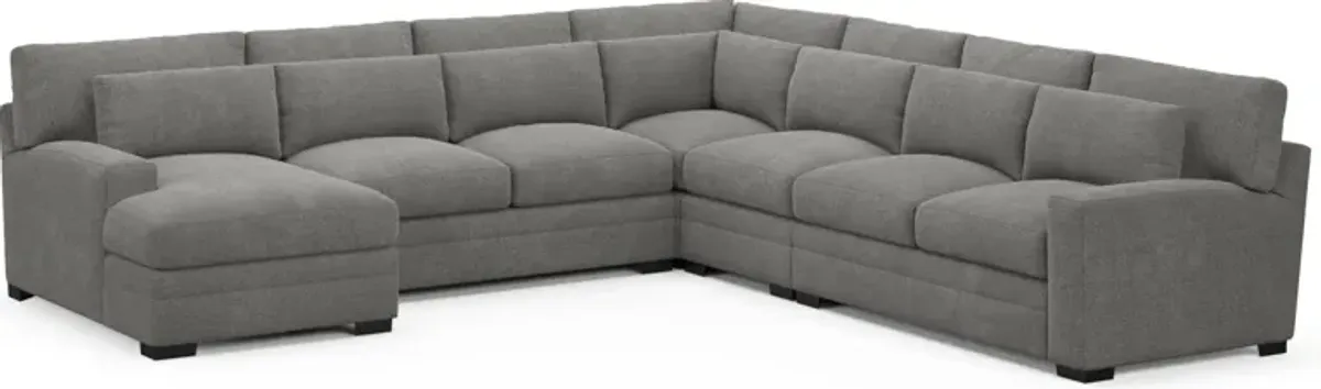 Winston Foam Comfort 5-Piece Sectional with Left-Facing Chaise - Living Large Charcoal