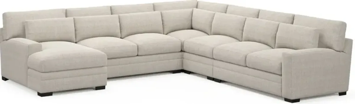 Winston Foam Comfort 5-Piece Sectional with Left-Facing Chaise - Mason Porcelain