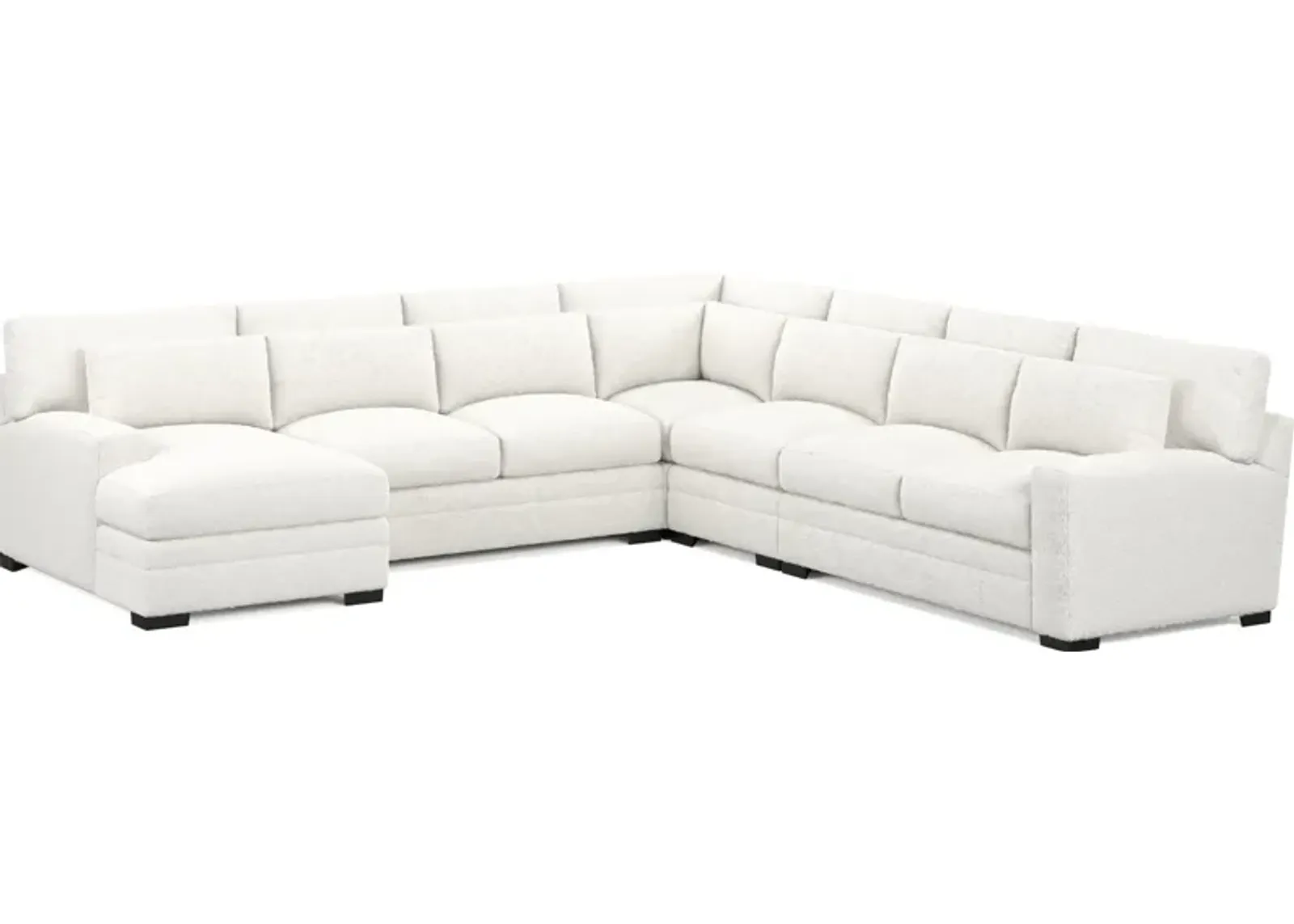 Winston Foam Comfort 5-Piece Sectional with Left-Facing Chaise - Bloke Snow