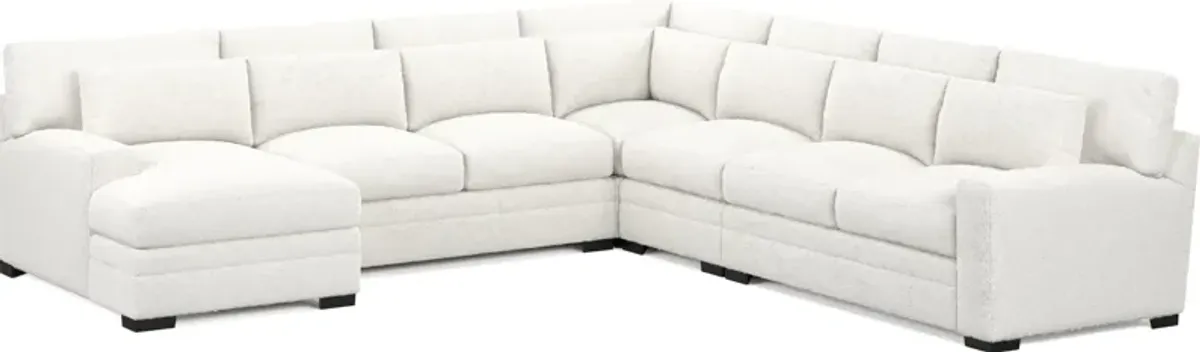 Winston Foam Comfort 5-Piece Sectional with Left-Facing Chaise - Bloke Snow