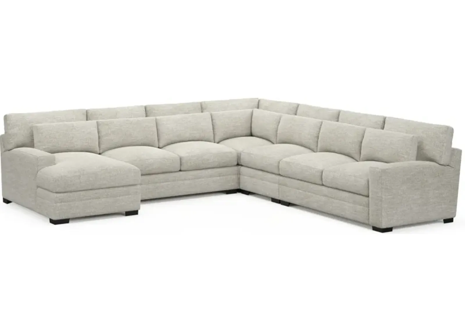 Winston Foam Comfort 5-Piece Sectional with Left-Facing Chaise - M Ivory