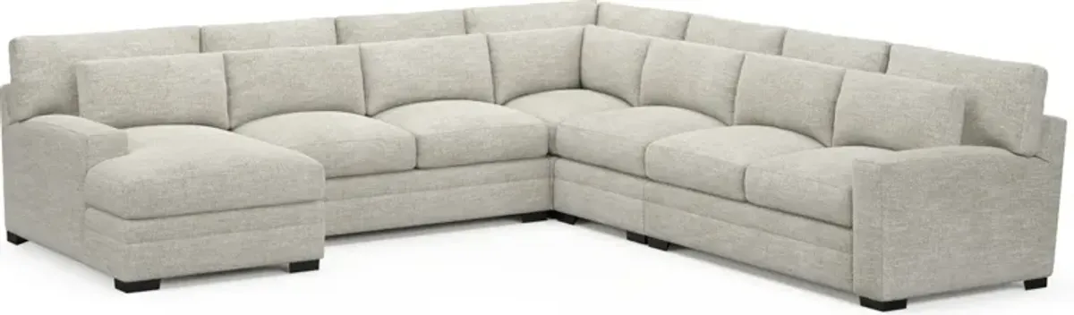 Winston Foam Comfort 5-Piece Sectional with Left-Facing Chaise - M Ivory