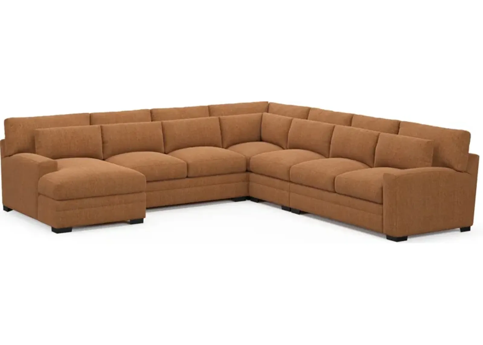 Winston Hybrid Comfort 5-Piece Sectional with Left-Facing Chaise - Contessa Ginger