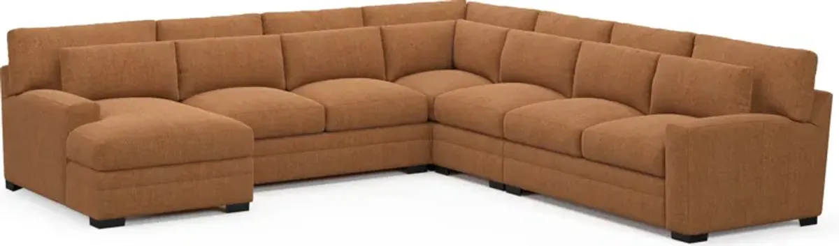 Winston Hybrid Comfort 5-Piece Sectional with Left-Facing Chaise - Contessa Ginger