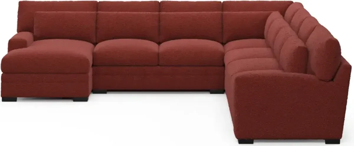 Winston Hybrid Comfort 5-Piece Sectional with Left-Facing Chaise - Bloke Brick