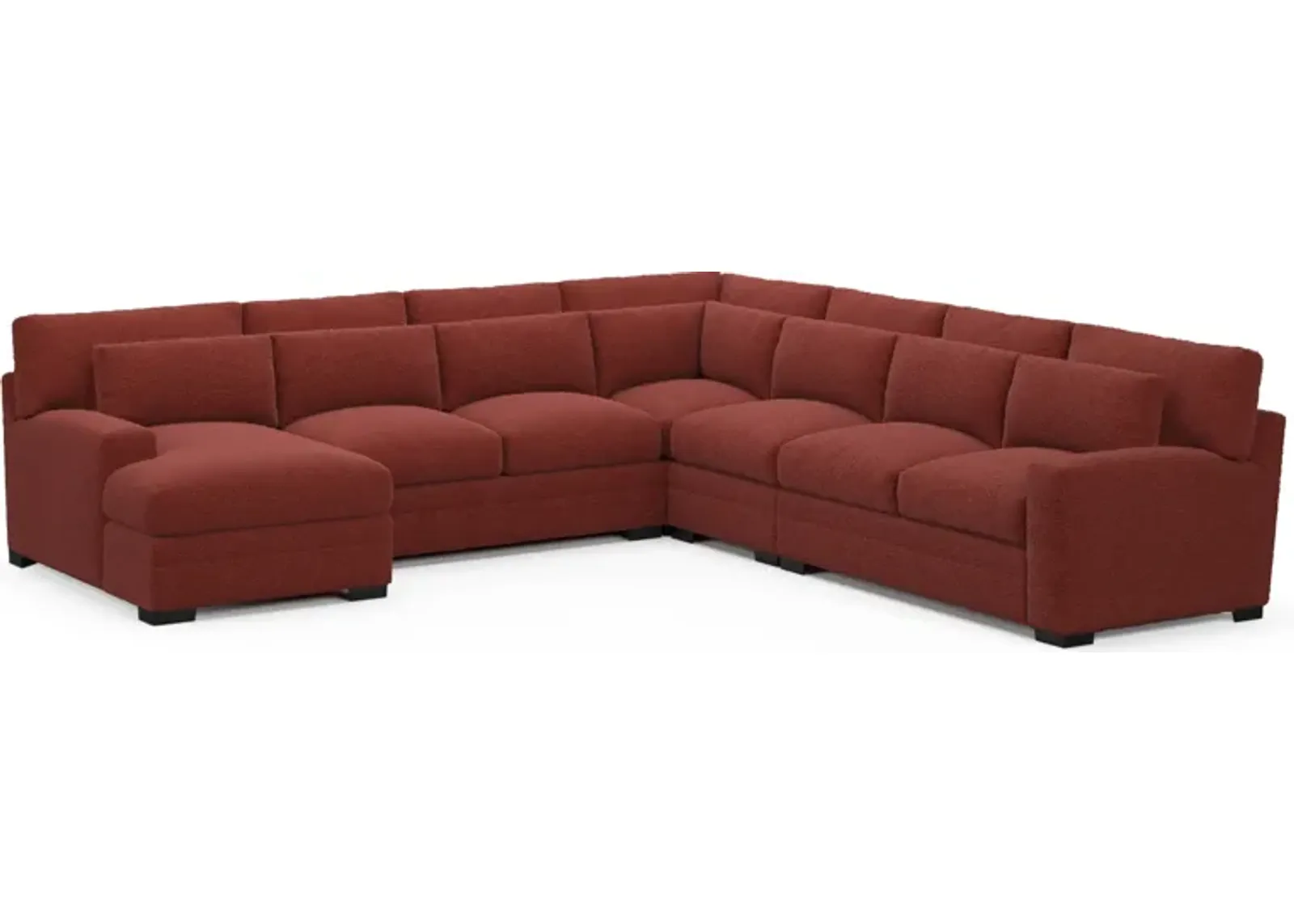 Winston Hybrid Comfort 5-Piece Sectional with Left-Facing Chaise - Bloke Brick