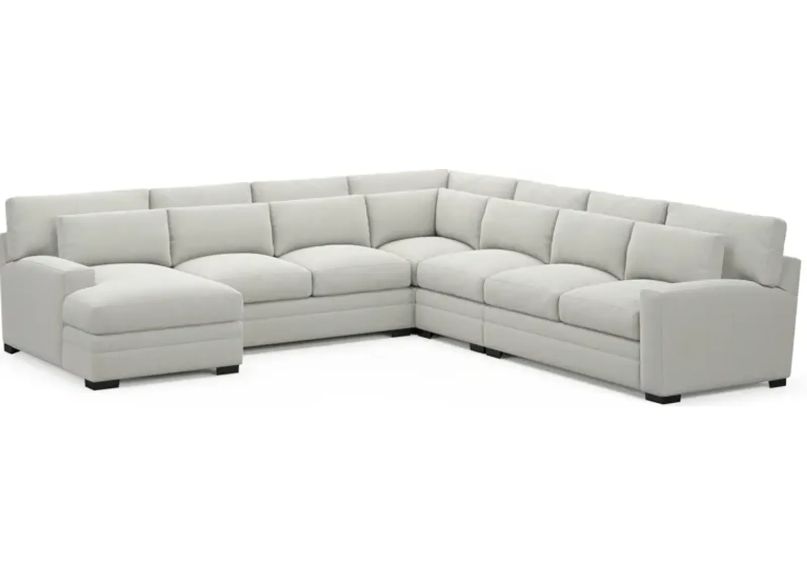 Winston Hybrid Comfort 5-Piece Sectional with Left-Facing Chaise - Oslo Snow