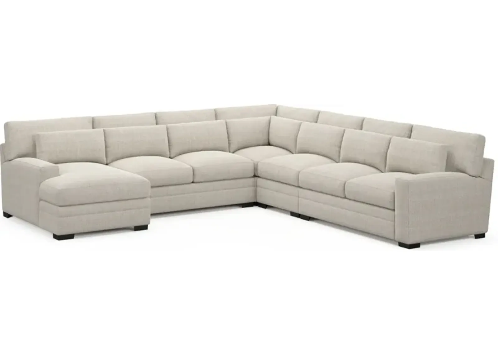 Winston Hybrid Comfort 5-Piece Sectional with Left-Facing Chaise - Mason Porcelain