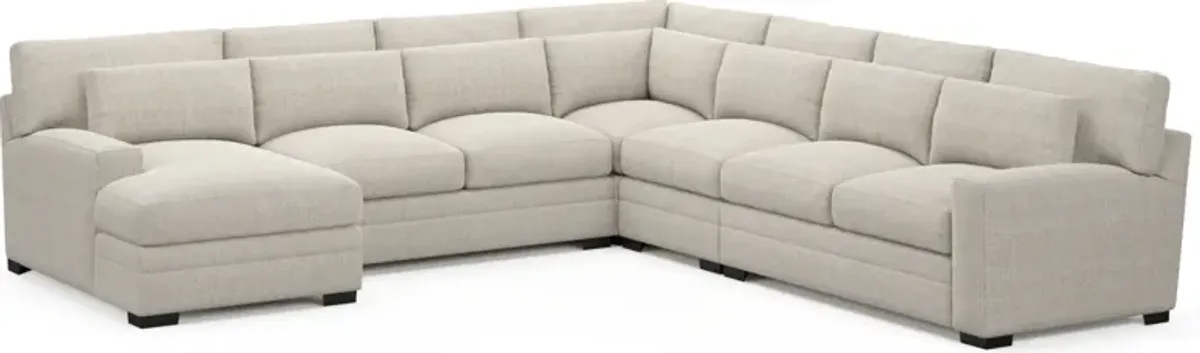 Winston Hybrid Comfort 5-Piece Sectional with Left-Facing Chaise - Mason Porcelain