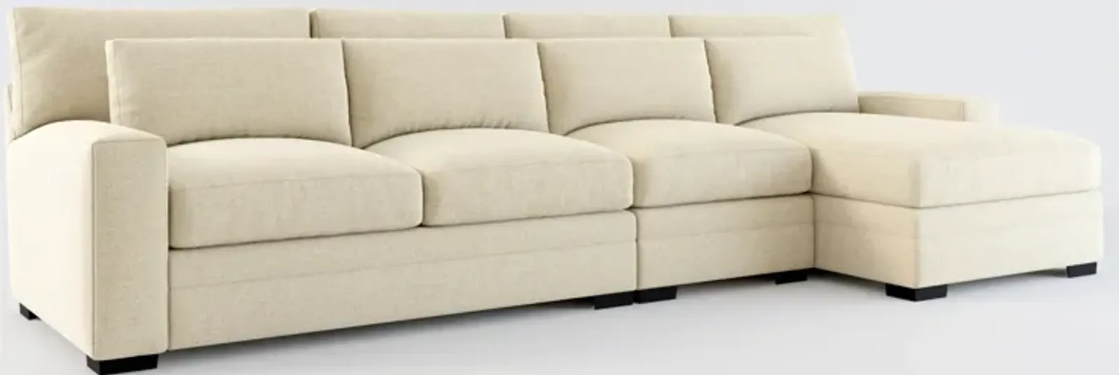 Winston Foam Comfort 3-Piece Sectional with Right-Facing Chaise - Broderick Sand