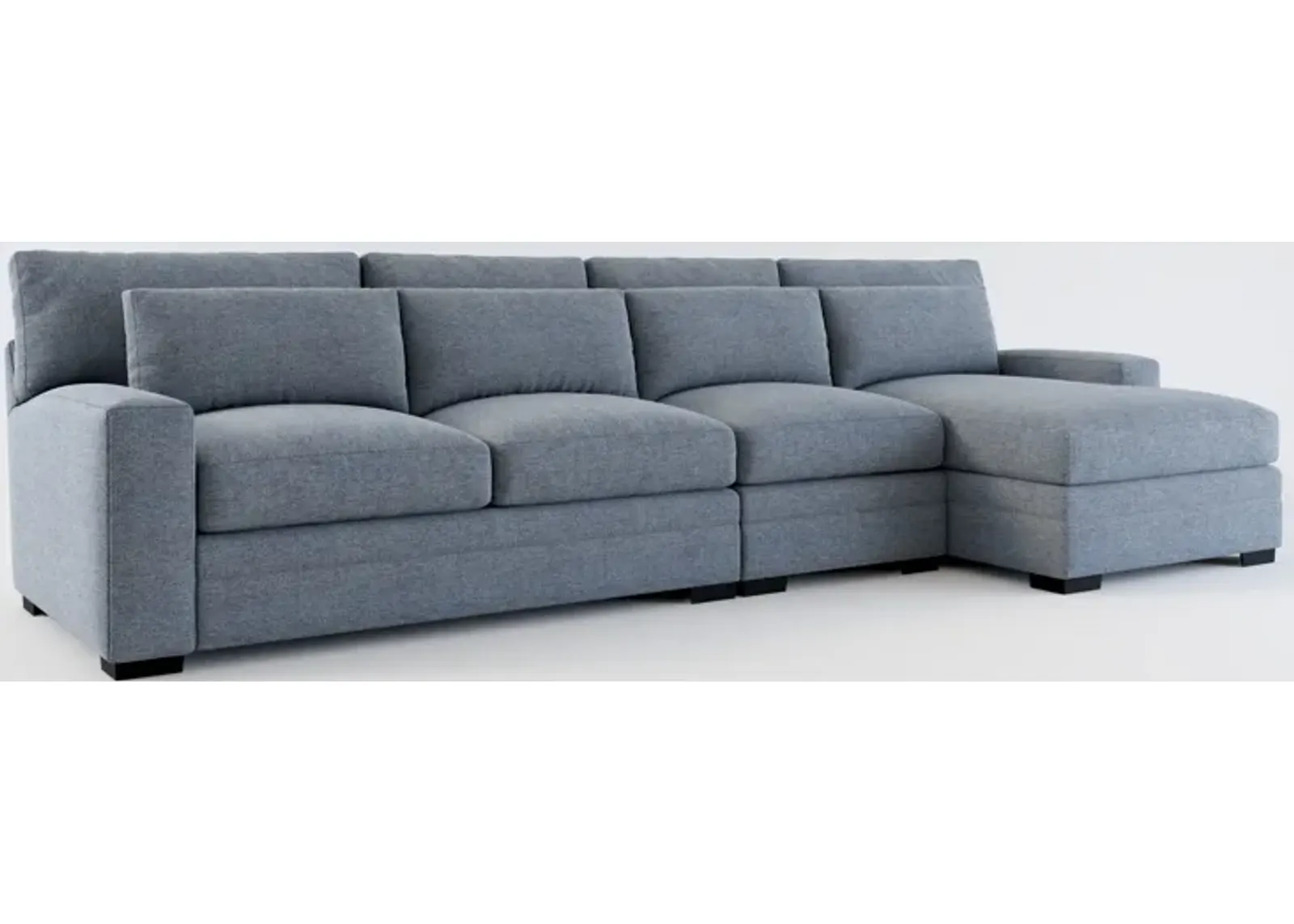 Winston Foam Comfort 3-Piece Sectional with Right-Facing Chaise - Bridger Navy