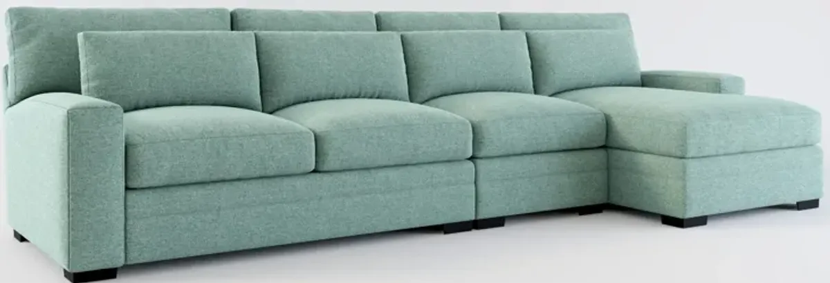 Winston Foam Comfort 3-Piece Sectional with Right-Facing Chaise - Bridger Jade