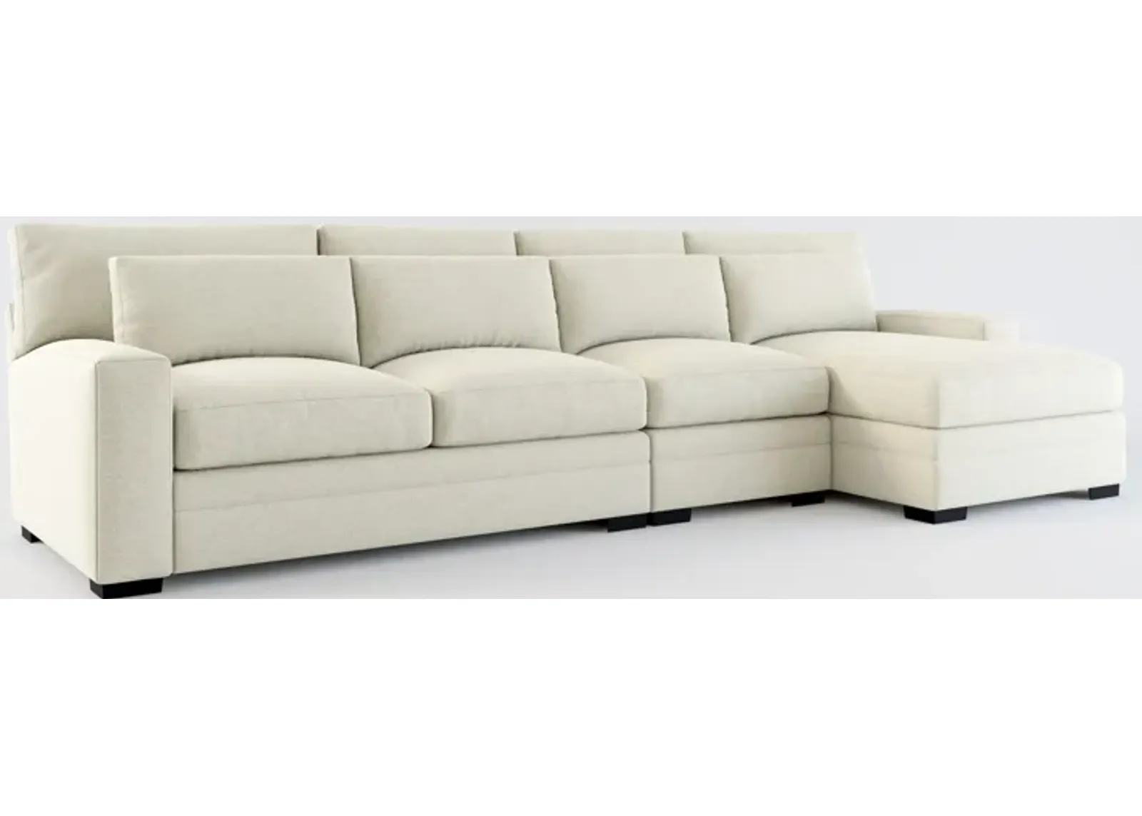 Winston Foam Comfort 3-Piece Sectional with Right-Facing Chaise - Liv Dove