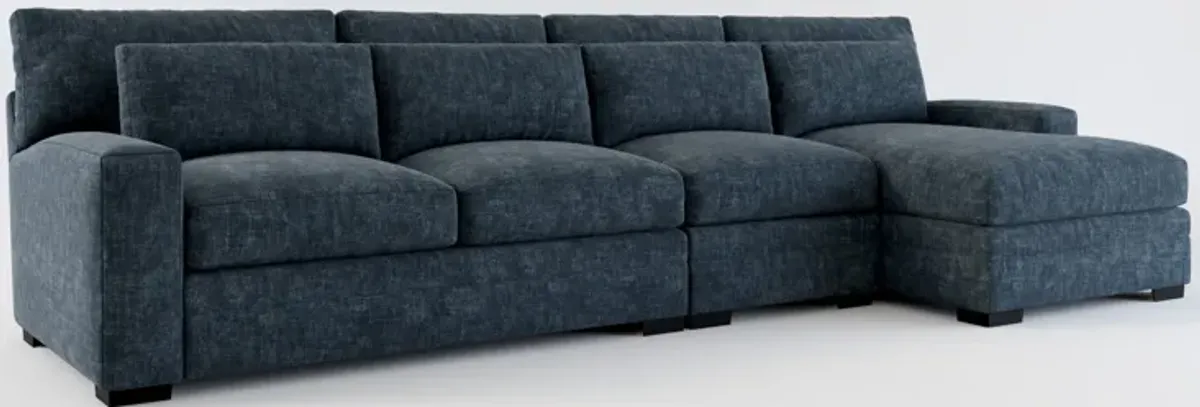 Winston Foam Comfort 3-Piece Sectional with Right-Facing Chaise - Argo Navy