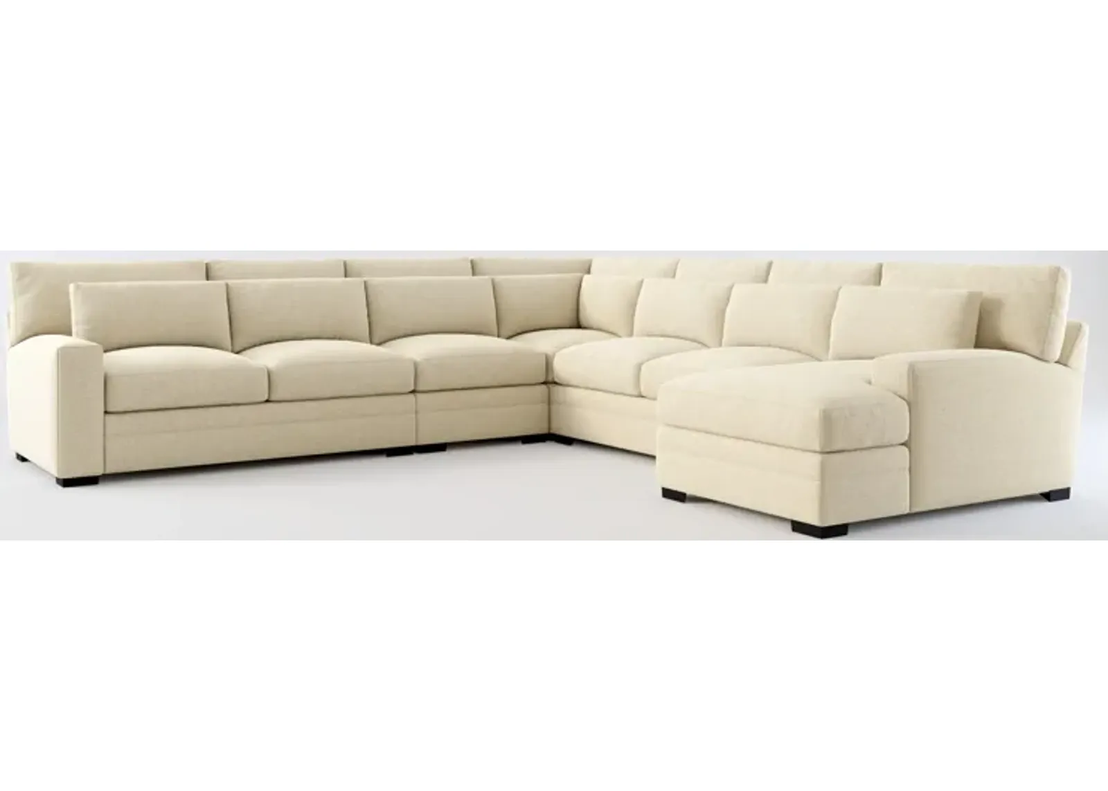 Winston Foam Comfort 5-Piece Sectional with Right-Facing Chaise - Broderick Sand