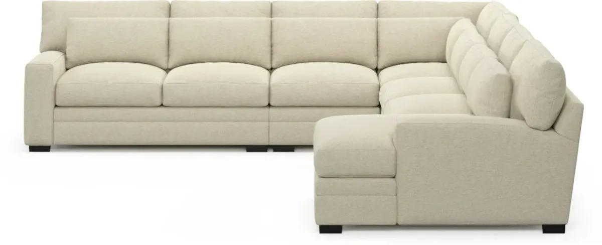 Winston Foam Comfort 5-Piece Sectional with Right-Facing Chaise - Bridger Shell