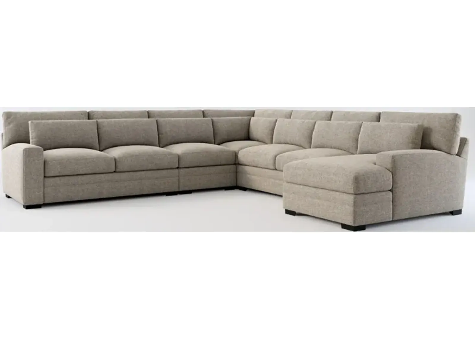 Winston Foam Comfort 5-Piece Sectional with Right-Facing Chaise - Bridger Metal