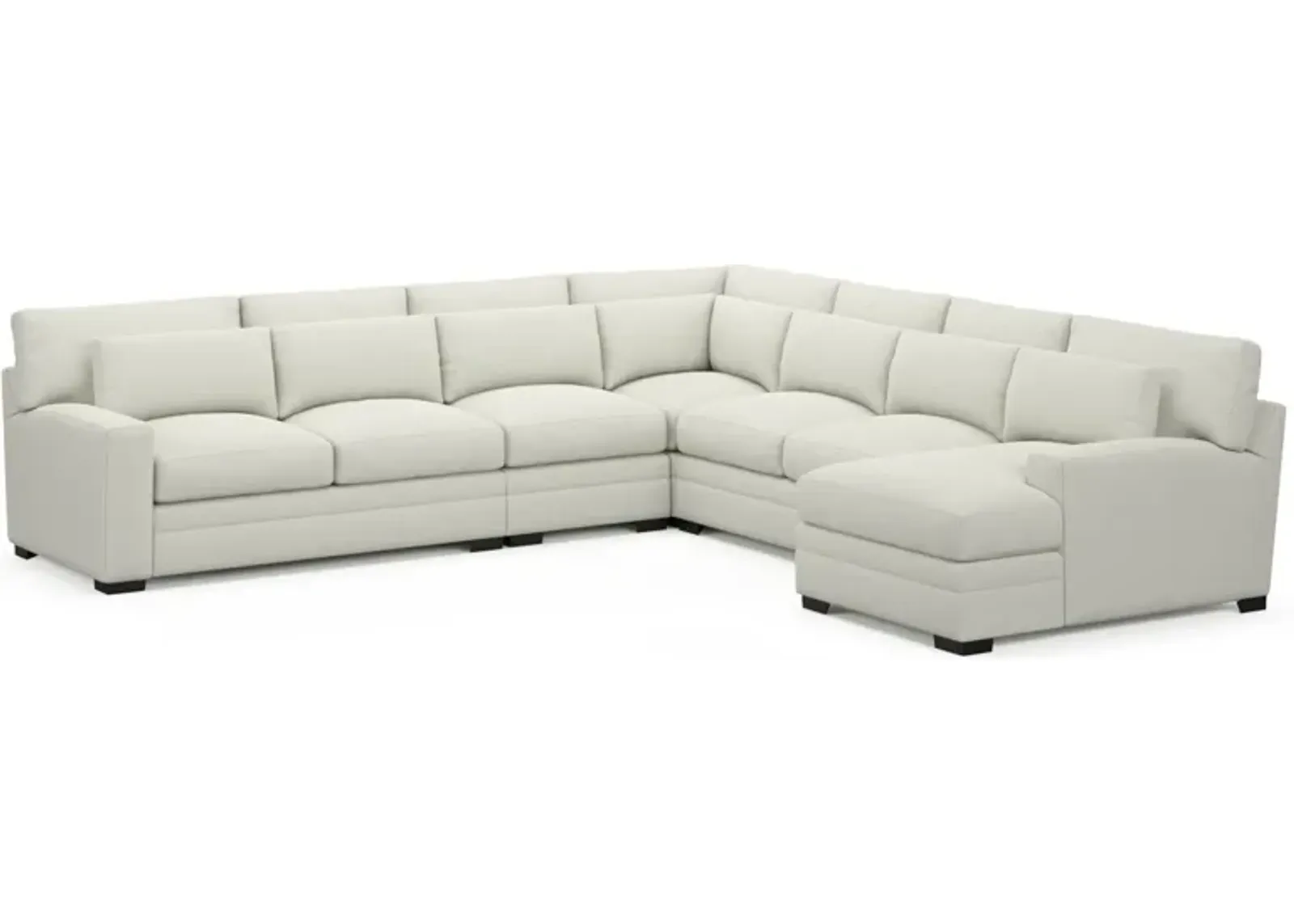 Winston Foam Comfort 5-Piece Sectional with Right-Facing Chaise - Liv Arctic