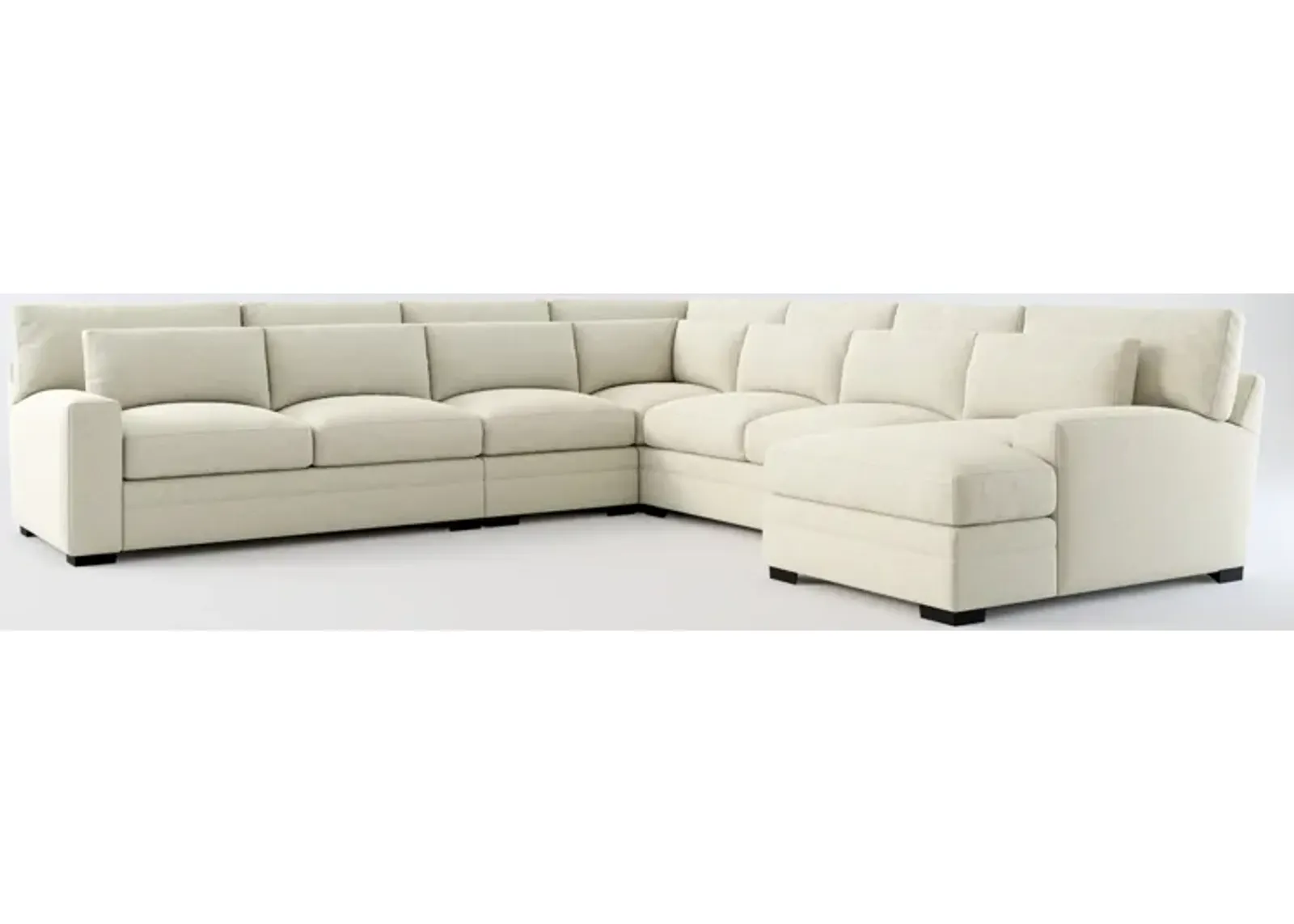 Winston Foam Comfort 5-Piece Sectional with Right-Facing Chaise - Liv Dove