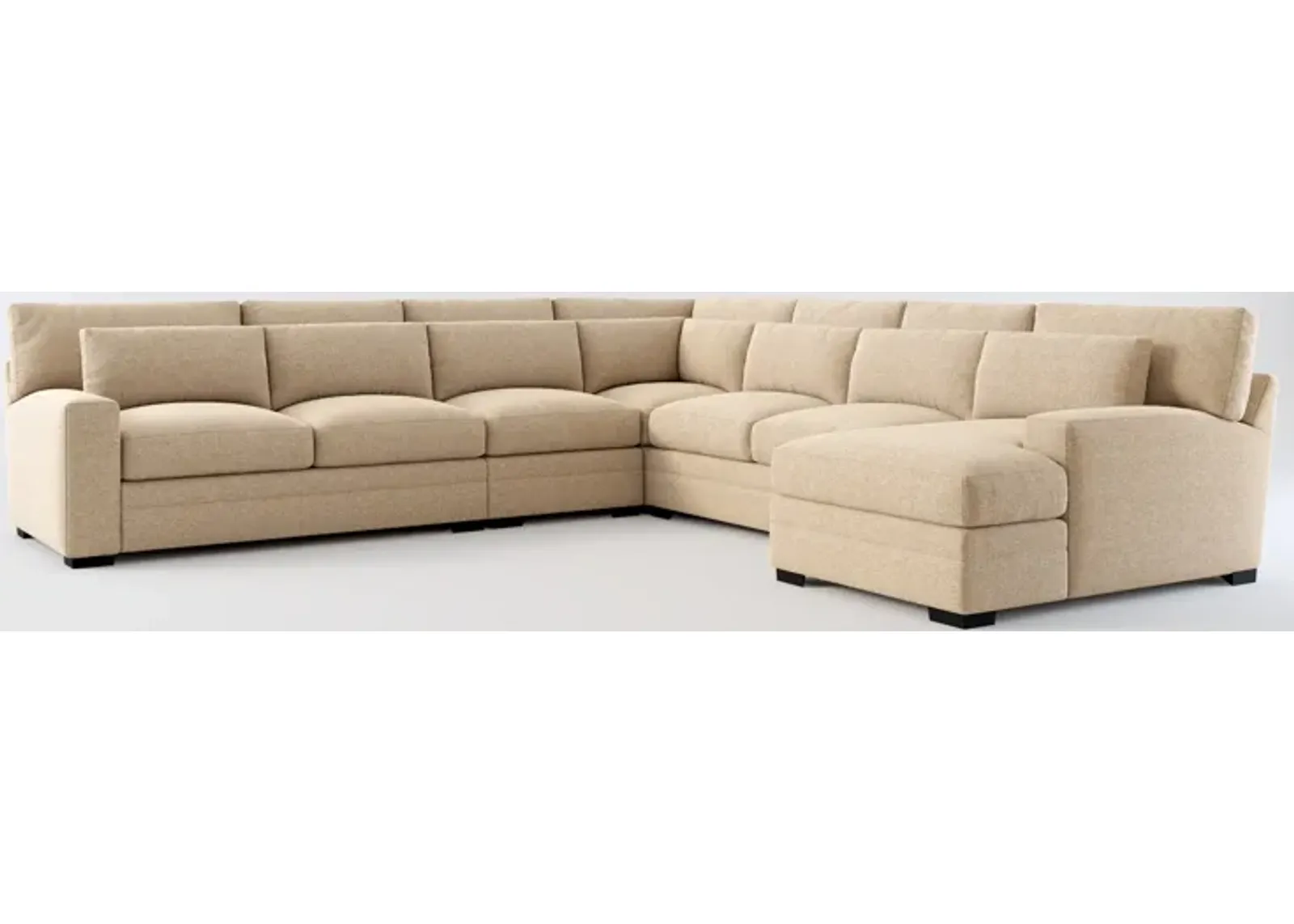 Winston Foam Comfort 5-Piece Sectional with Right-Facing Chaise - Liv Wicker