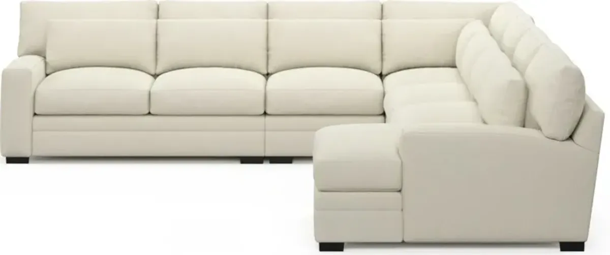 Winston Foam Comfort 5-Piece Sectional with Right-Facing Chaise - Fincher Ivory