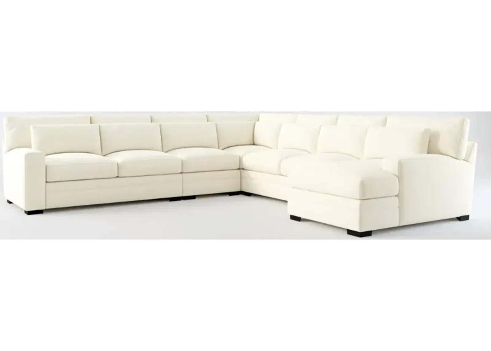 Winston Foam Comfort 5-Piece Sectional with Right-Facing Chaise - Fincher Ivory