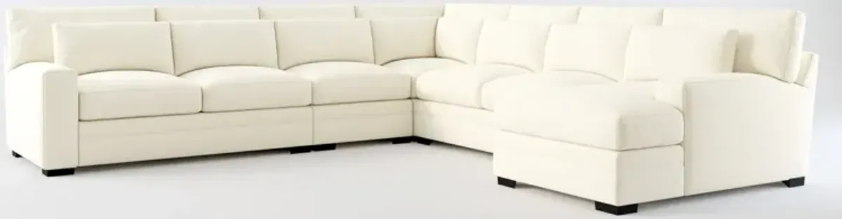 Winston Foam Comfort 5-Piece Sectional with Right-Facing Chaise - Fincher Ivory