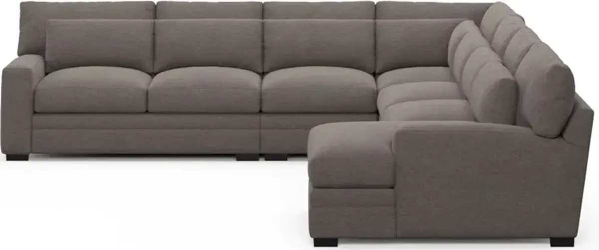 Winston Foam Comfort 5-Piece Sectional with Right-Facing Chaise - Presidio Steel