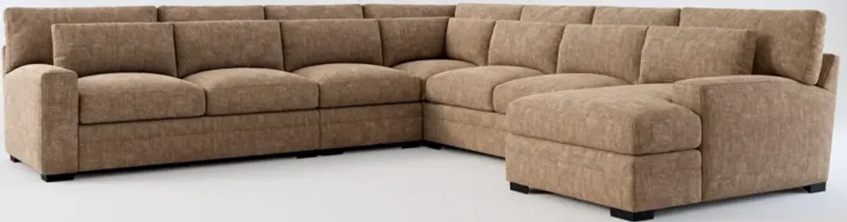 Winston Foam Comfort 5-Piece Sectional with Right-Facing Chaise - Argo Java