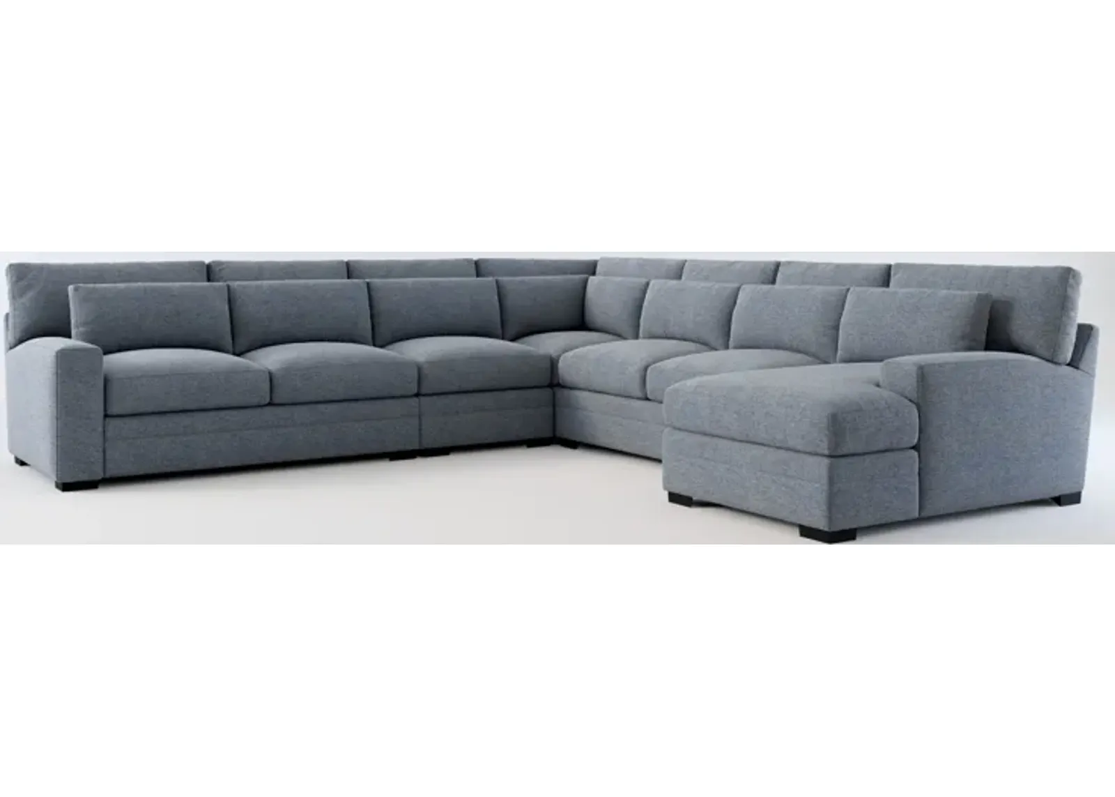 Winston Hybrid Comfort 5-Piece Sectional with Right-Facing Chaise - Broderick Charcoal