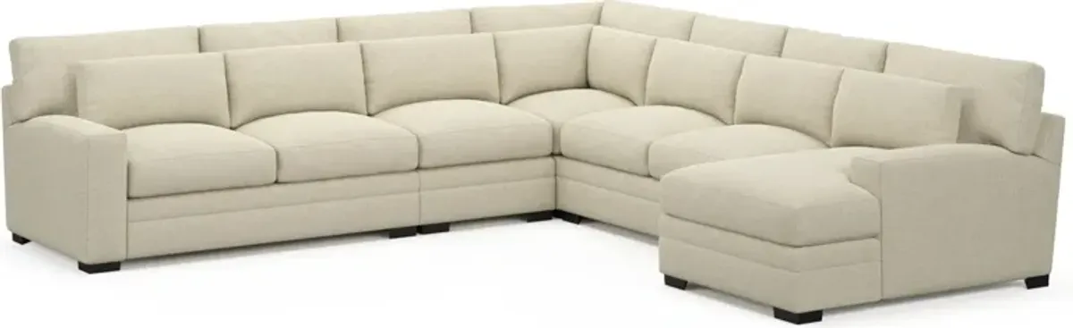 Winston Hybrid Comfort 5-Piece Sectional with Right-Facing Chaise - Bridger Shell