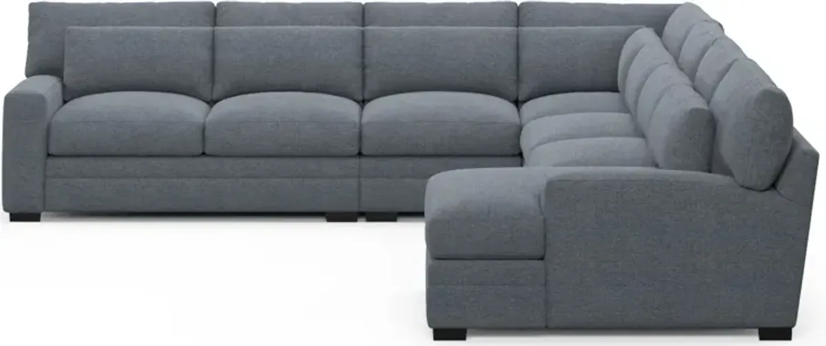 Winston Hybrid Comfort 5-Piece Sectional with Right-Facing Chaise - Bridger Navy