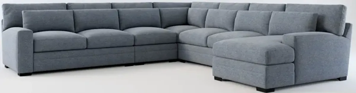 Winston Hybrid Comfort 5-Piece Sectional with Right-Facing Chaise - Bridger Navy