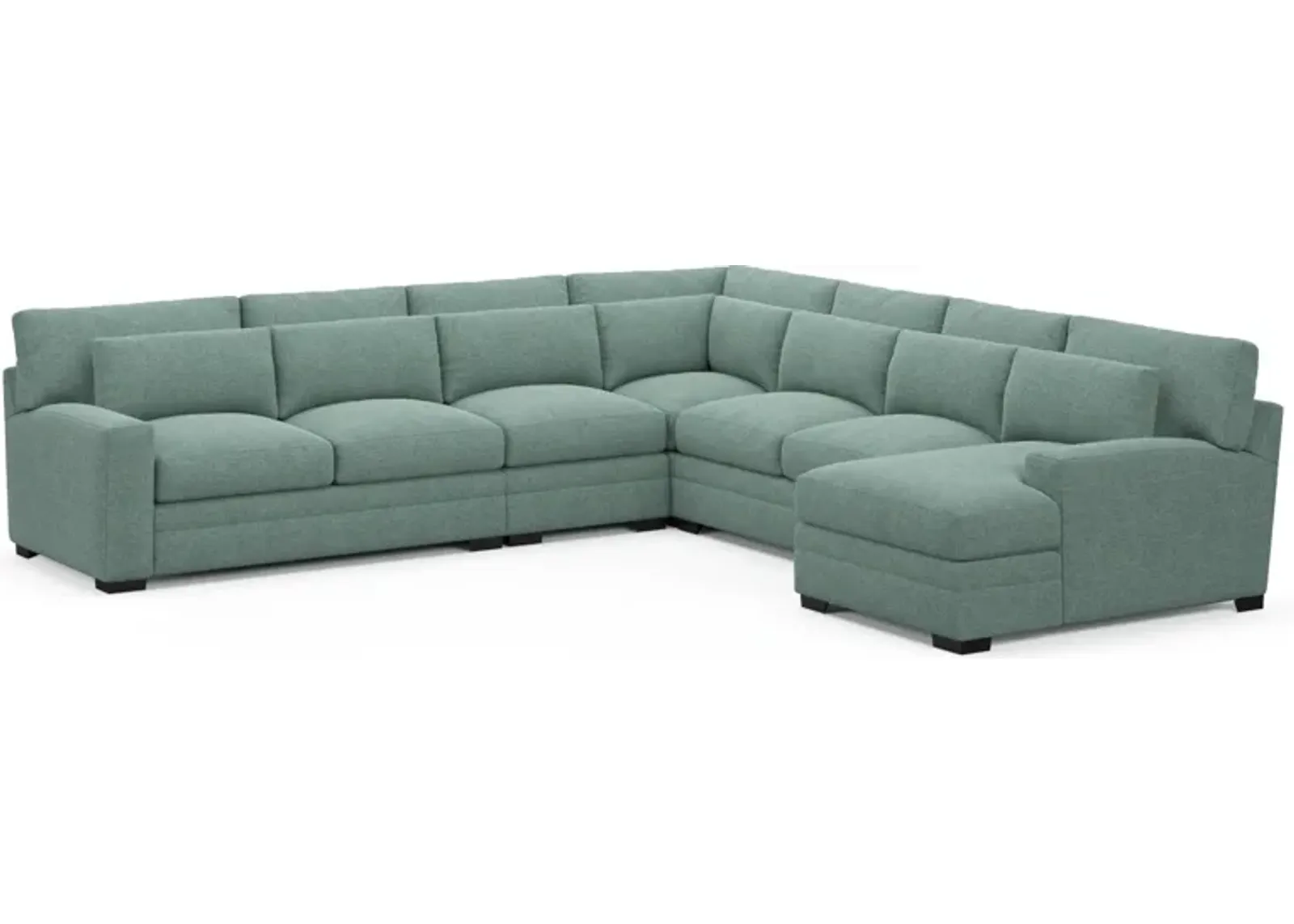 Winston Hybrid Comfort 5-Piece Sectional with Right-Facing Chaise - Bridger Jade