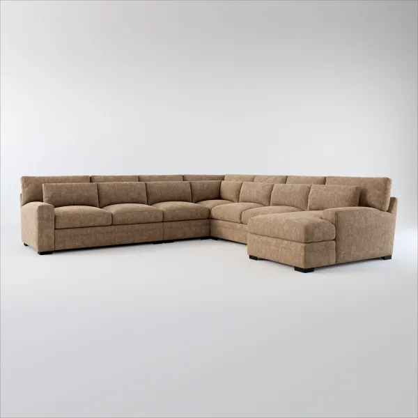 Winston Hybrid Comfort 5-Piece Sectional with Right-Facing Chaise - Argo Java