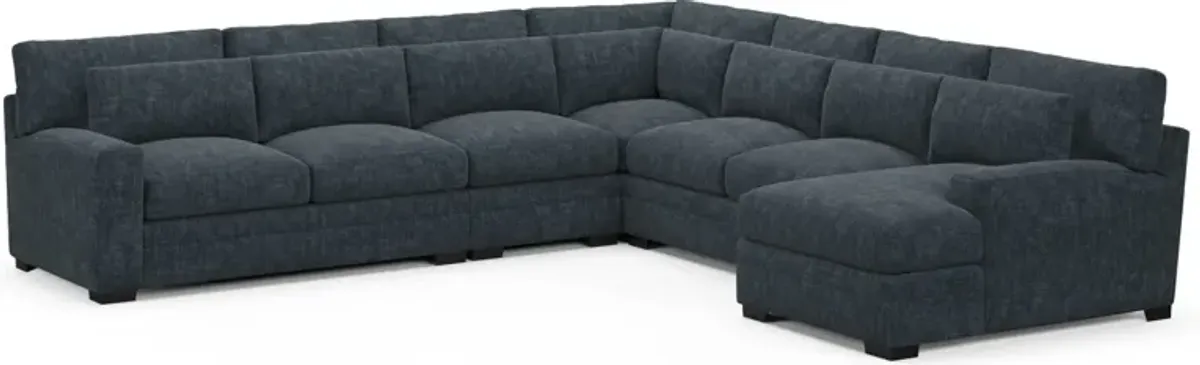 Winston Hybrid Comfort 5-Piece Sectional with Right-Facing Chaise - Argo Navy